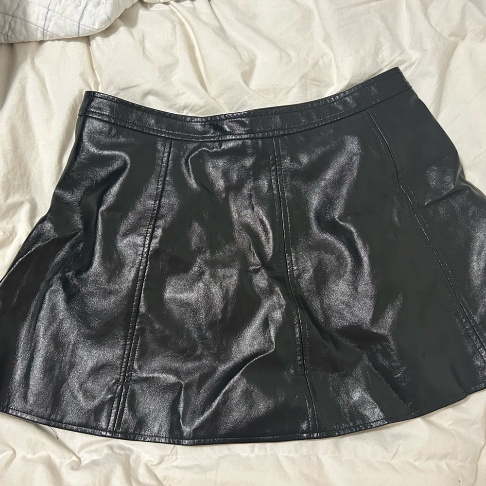 TCEC Black Faux Leather Skirt